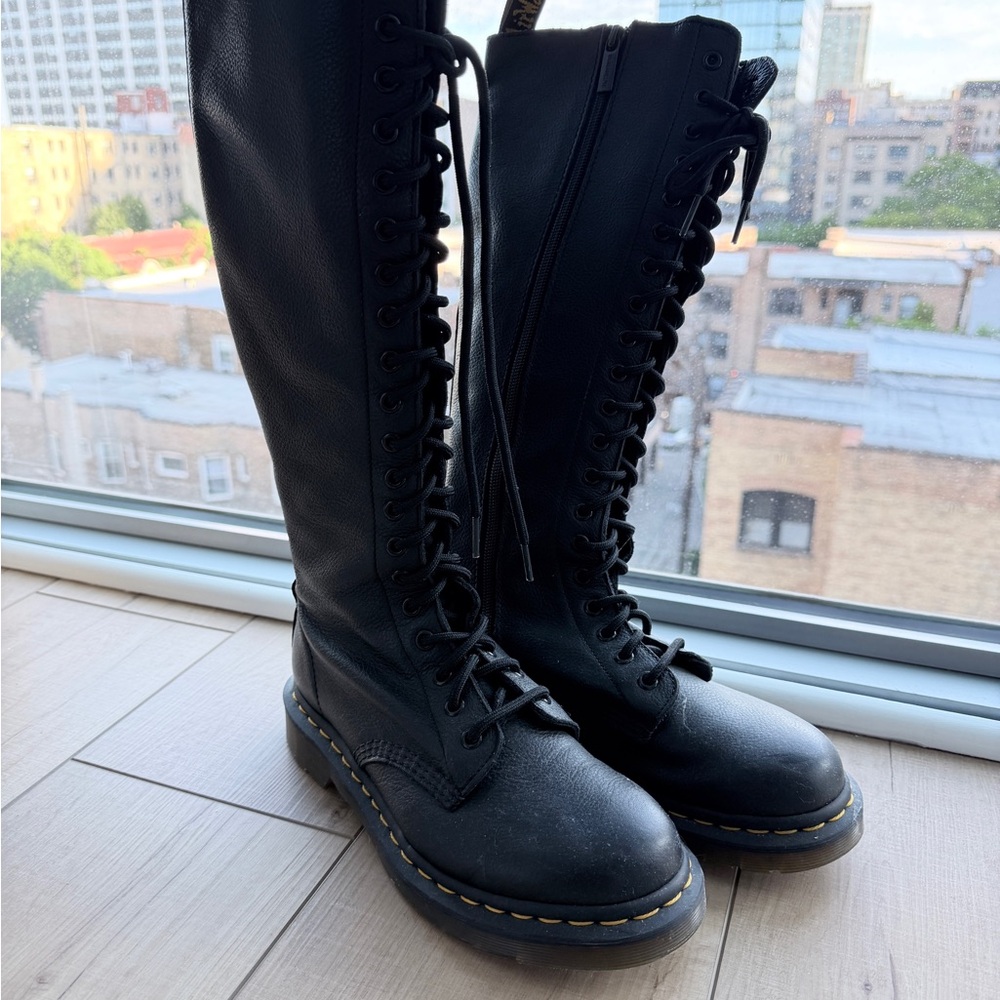 Dr. Martens Black Tall Lace-Up Combat Boots